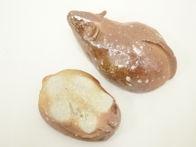  信楽焼　高橋楽斎造　干支子香合（共箱）